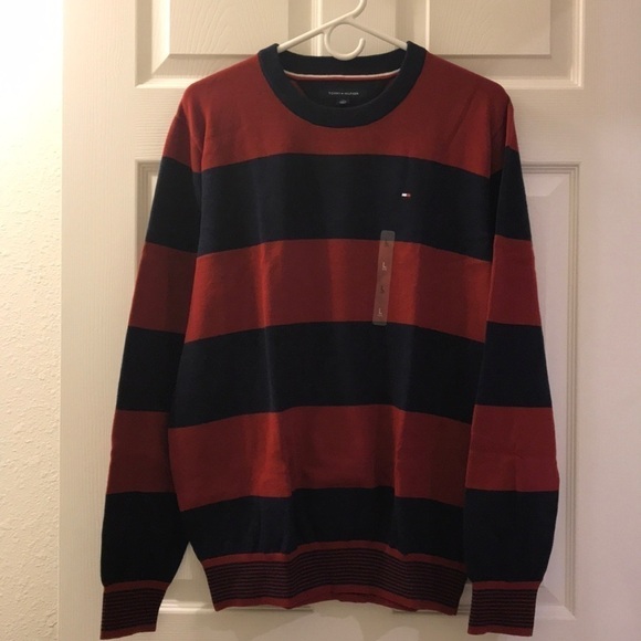 Tommy Hilfiger Men Crew V-neck Pullover Sweater - Picture 1 of 6